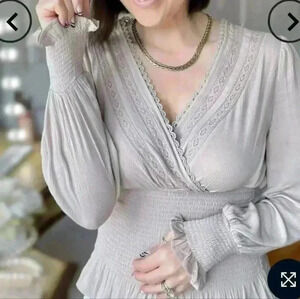 Elegant Lace Trim Blouse - Cream NWT